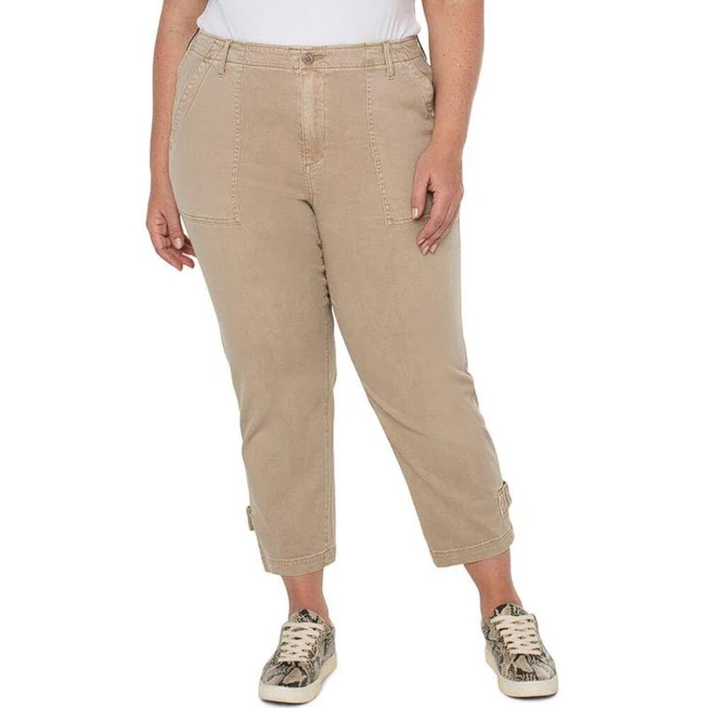 LIVERPOOL Women's Utility Crop Cargo Size 18W In Biscuit Tan